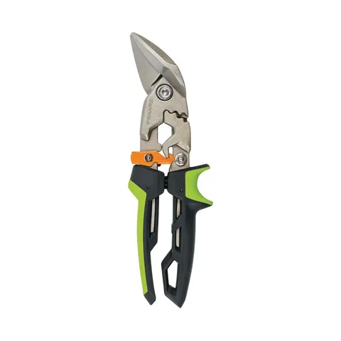 Nihutatud teradega plekikäärid Fiskars PowerGear, parempoolne lõige