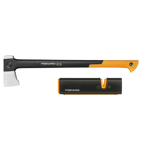 Lõhkumiskirve X28 ja Xsharp-teritaja komplekt Fiskars X-series